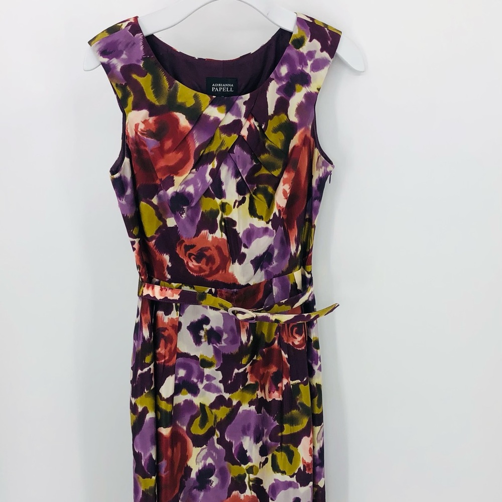 Adrianna Papell | Silk A Lined Belted Dress